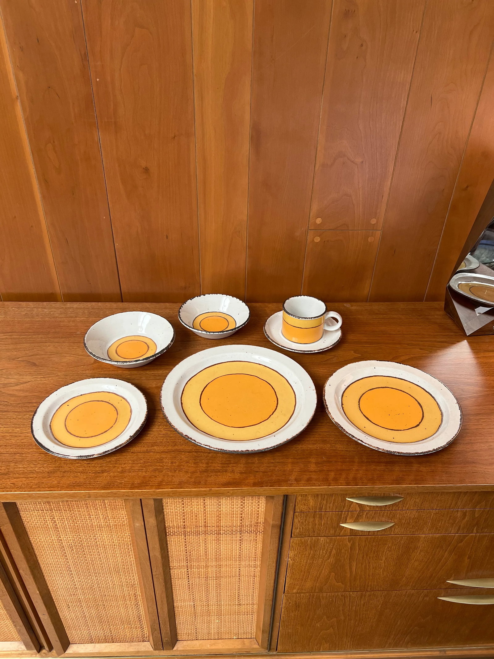 1970s Mid-Century Modern Midwinter Ltd "Sun" Stonehenge Tableware Set, Made in England- 92 Pieces - 6