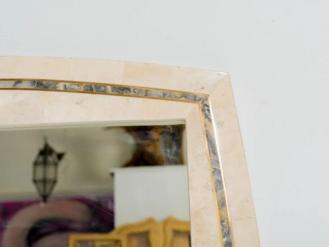 Tessellated Stone Mirror With Brass Inlay by Roche-Bobois - 2
