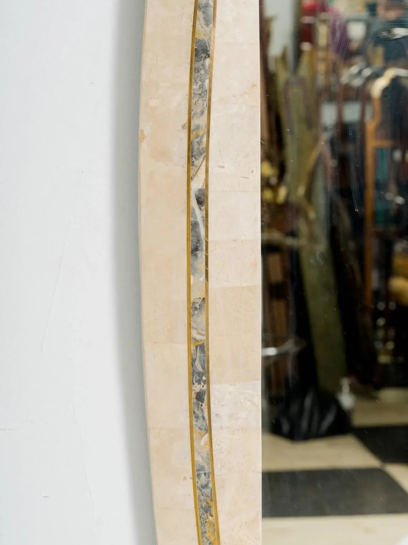 Tessellated Stone Mirror With Brass Inlay by Roche-Bobois - 3