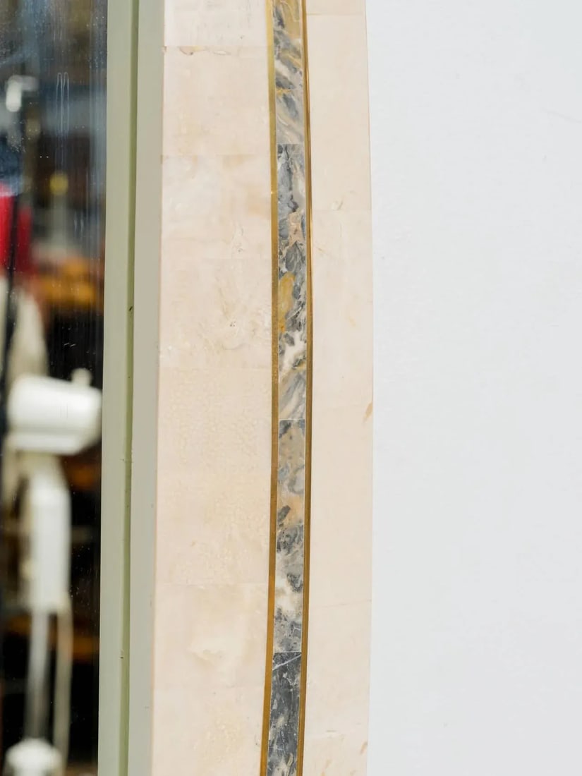 Tessellated Stone Mirror With Brass Inlay by Roche-Bobois - 5