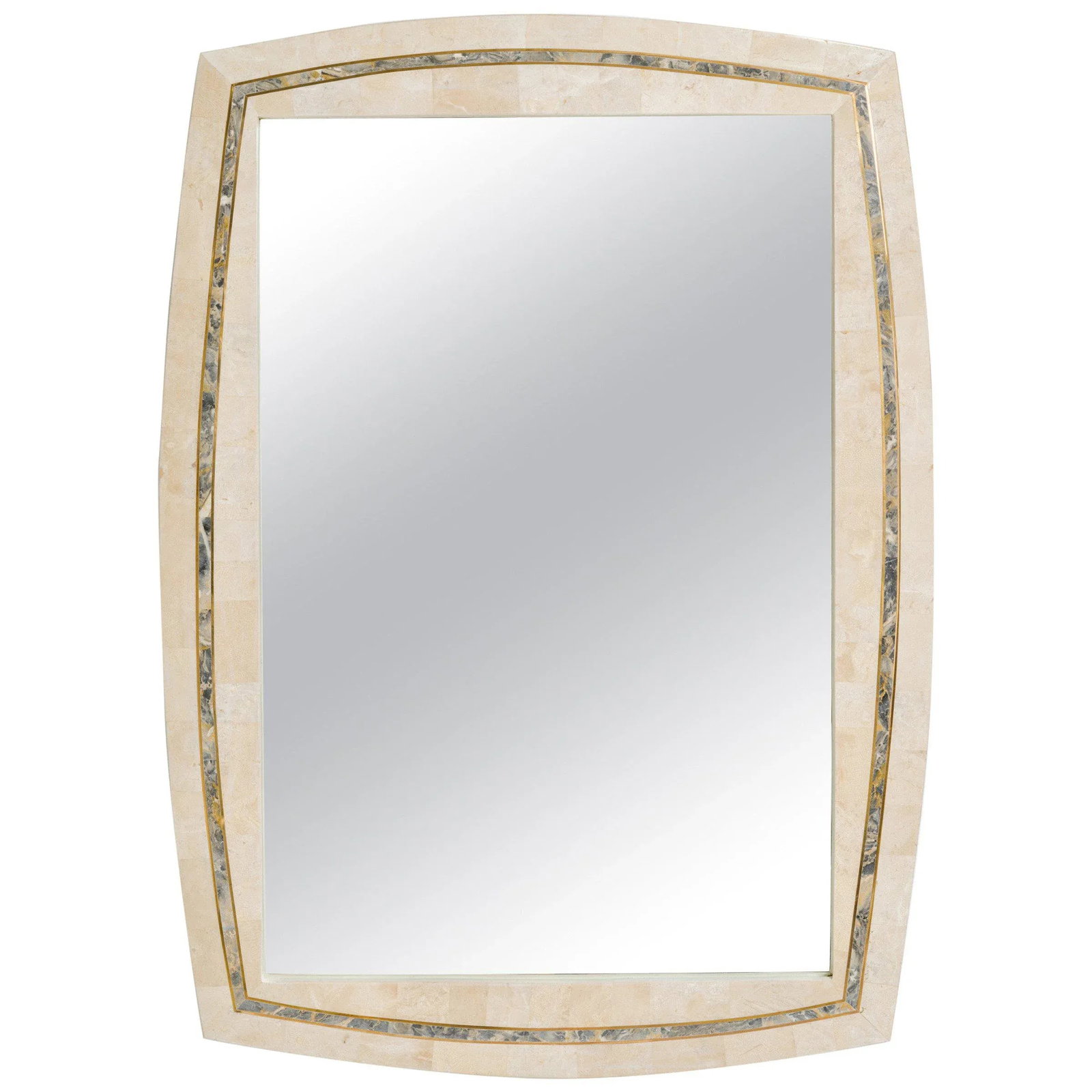 Tessellated Stone Mirror With Brass Inlay by Roche-Bobois - 8