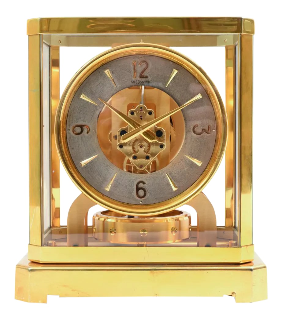 Case Glass Brass Jaeger Le Coultre Mantel Desk Clock (1 of 13)