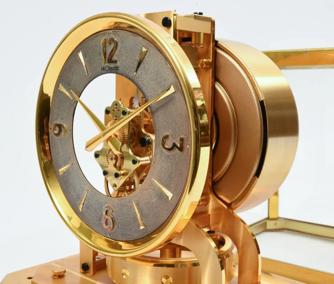 Case Glass Brass Jaeger Le Coultre Mantel Desk Clock - 9