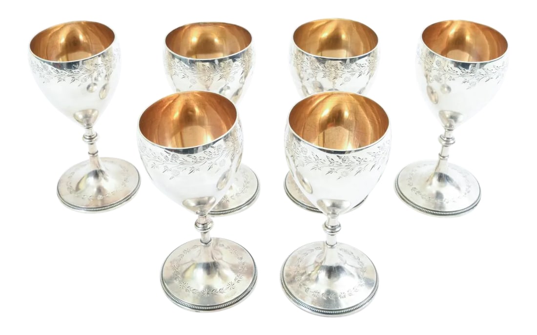 Antique Sterling Silver Set Six Barware Drinking Cups (1 of 12)