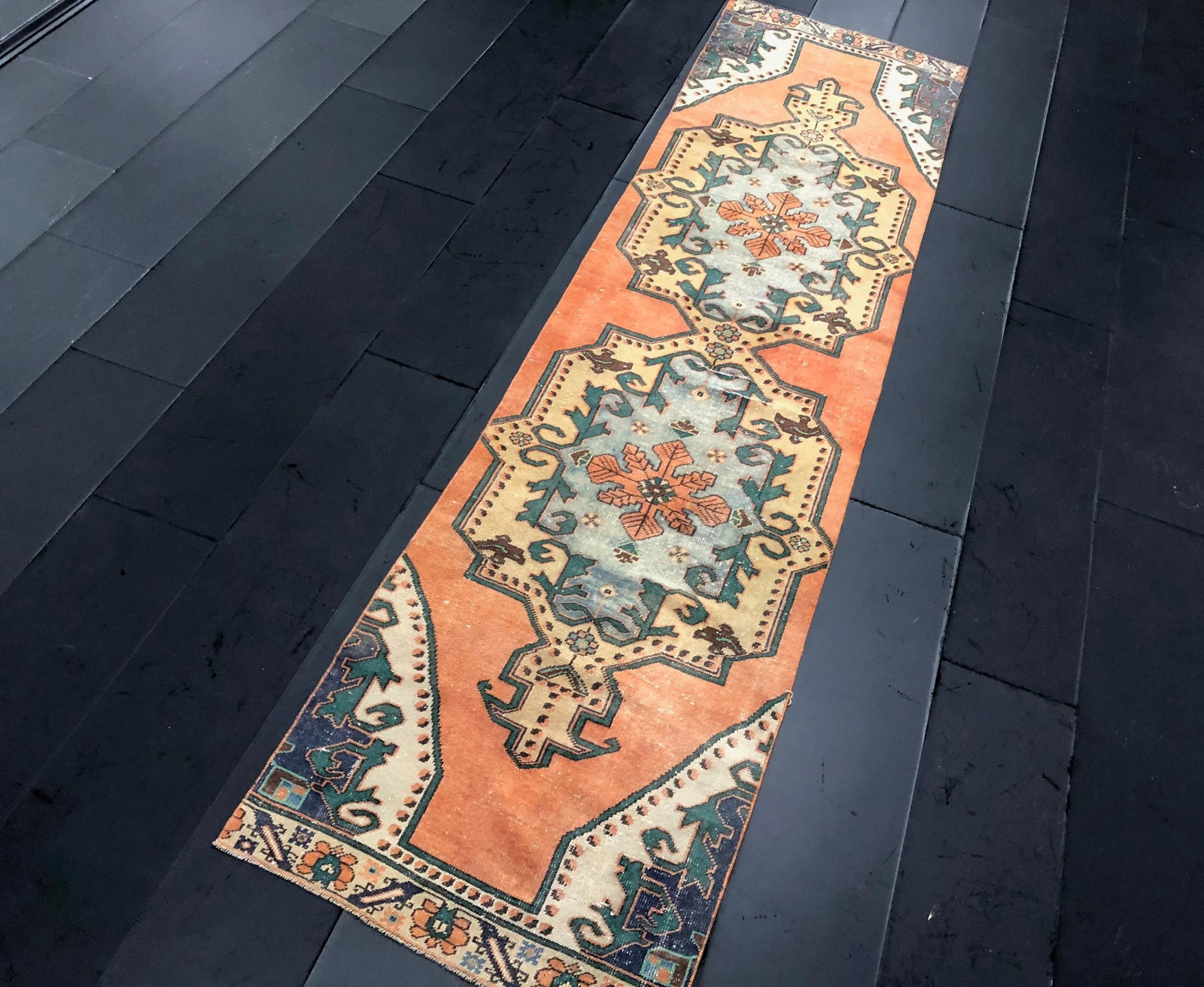 Vintage Turkish Orange Handmade Runner Rug - 2'11'' * 11'5'' - 3