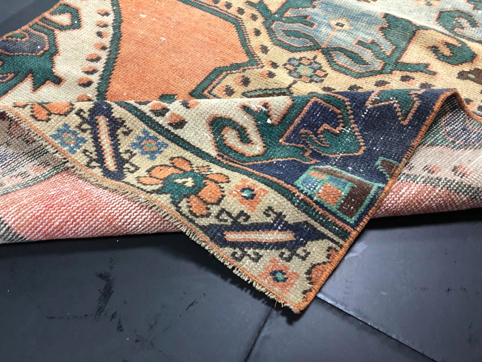 Vintage Turkish Orange Handmade Runner Rug - 2'11'' * 11'5'' - 4