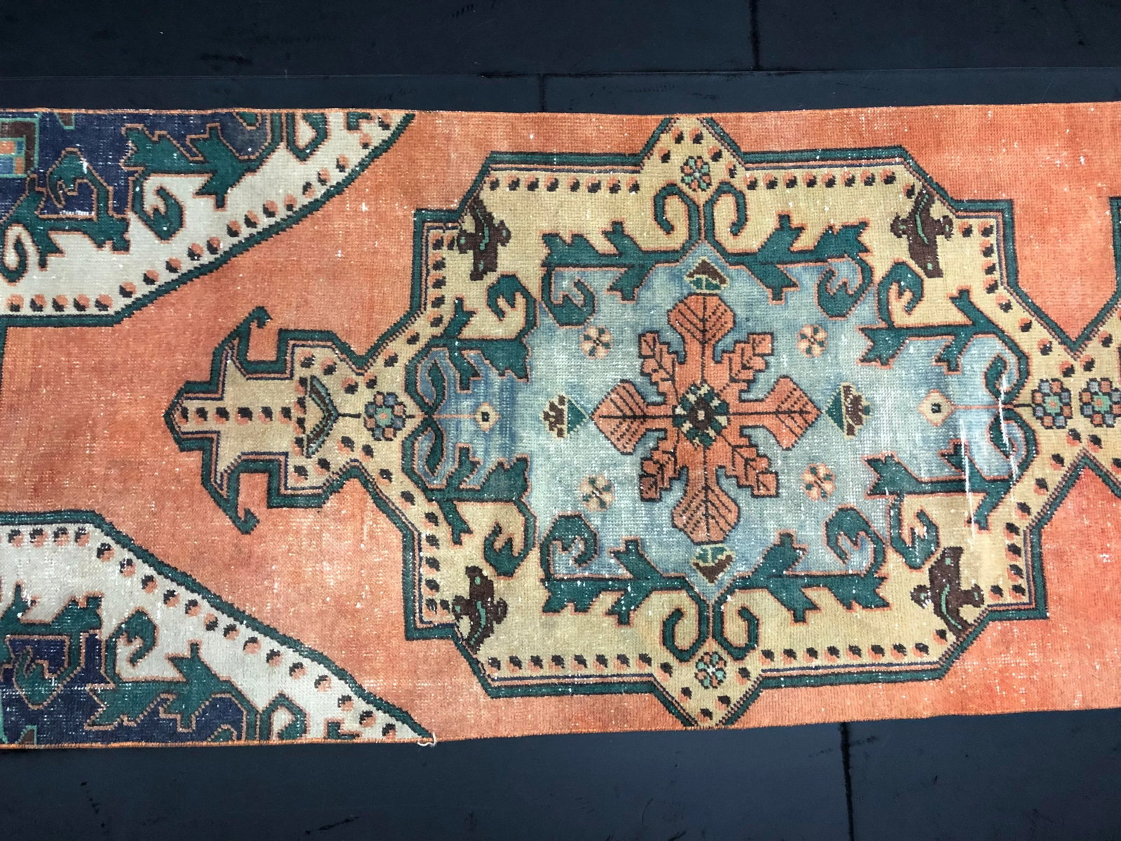 Vintage Turkish Orange Handmade Runner Rug - 2'11'' * 11'5'' - 7