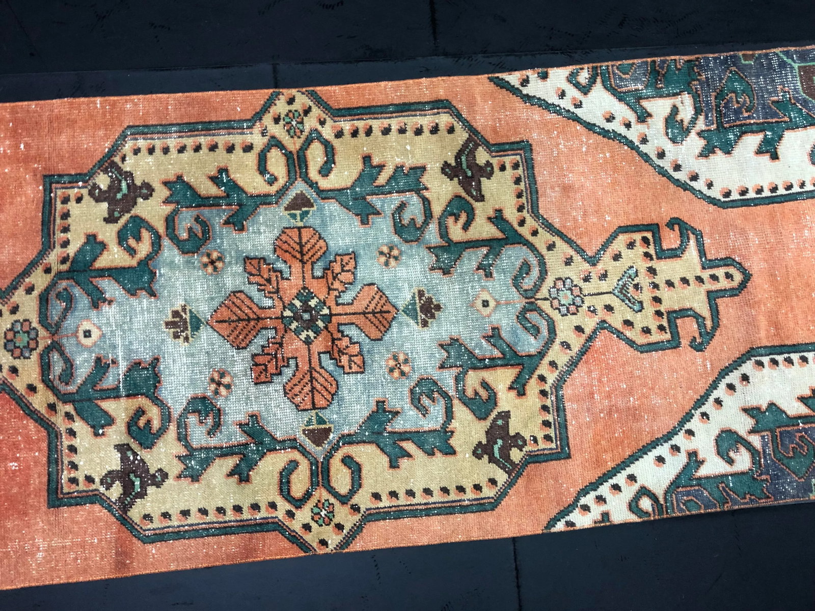 Vintage Turkish Orange Handmade Runner Rug - 2'11'' * 11'5'' - 9