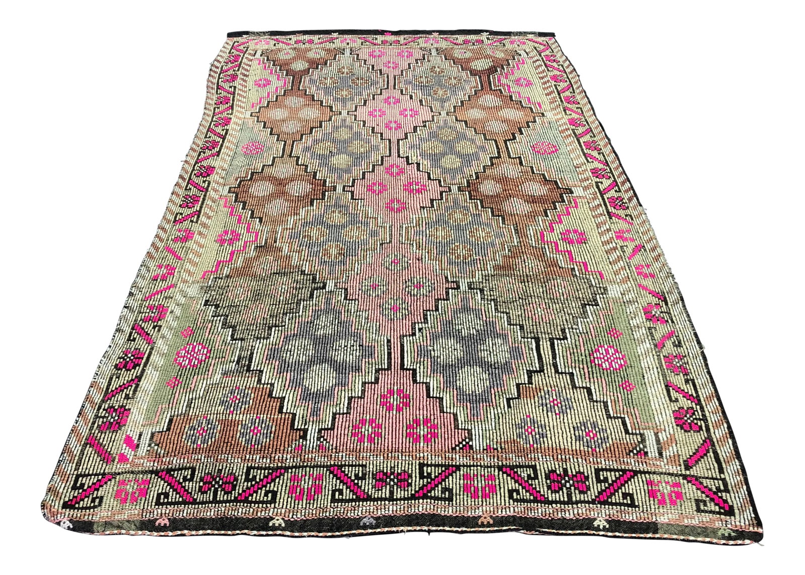 Contemporary Turkish Traditional Natural Goat Hair Vintage Kilim Rug - 5'9'' * 10'2'': Hand-Woven Goat Hair Kilim carpet in Turkish Anatolia, Vintage Turkish Vintage Handmade Kilim Rug . One Of Kind Vintage Rug with perfect design and colors. Condition: Alterations: Original Condition