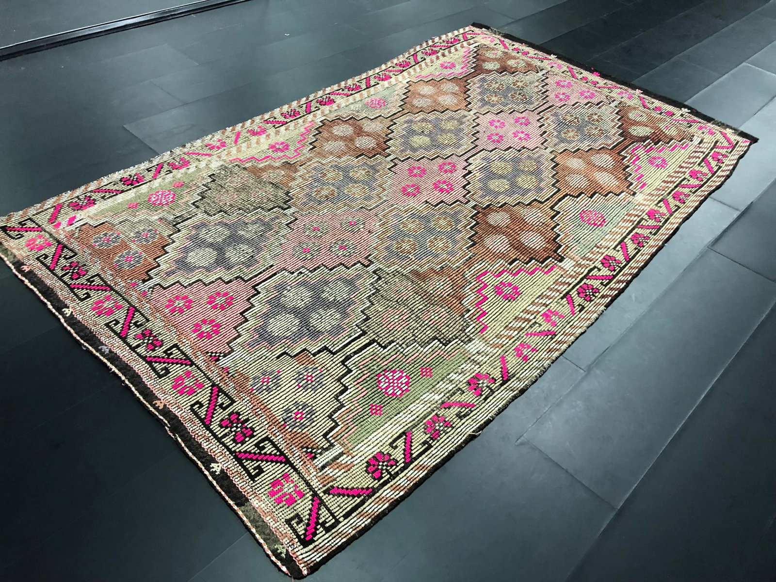 Contemporary Turkish Traditional Natural Goat Hair Vintage Kilim Rug - 5'9'' * 10'2'' - 3