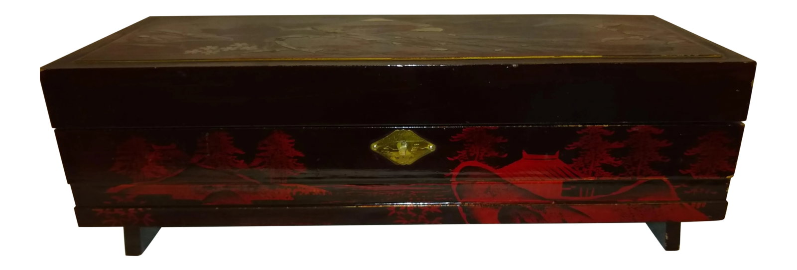Antique French Black Lacquered Jewelry Musical Box (1 of 10)