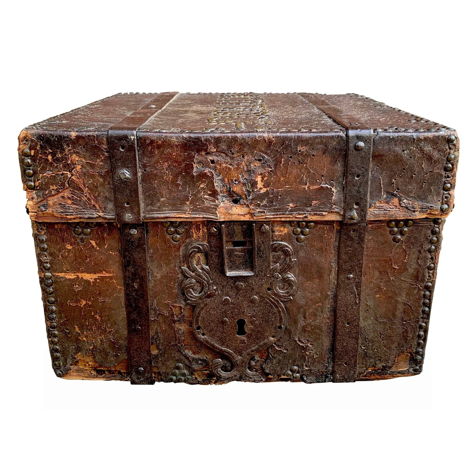 17th Century Italian Leather Lock Box - 12