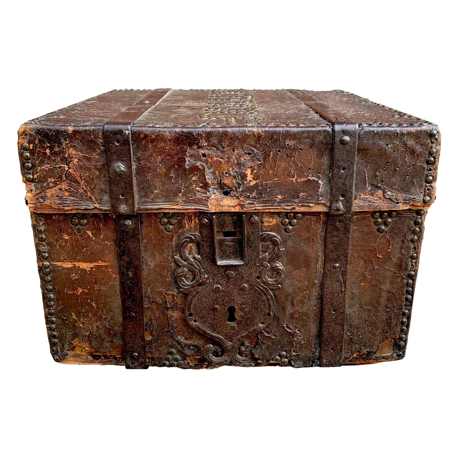 17th Century Italian Leather Lock Box (1 of 12)