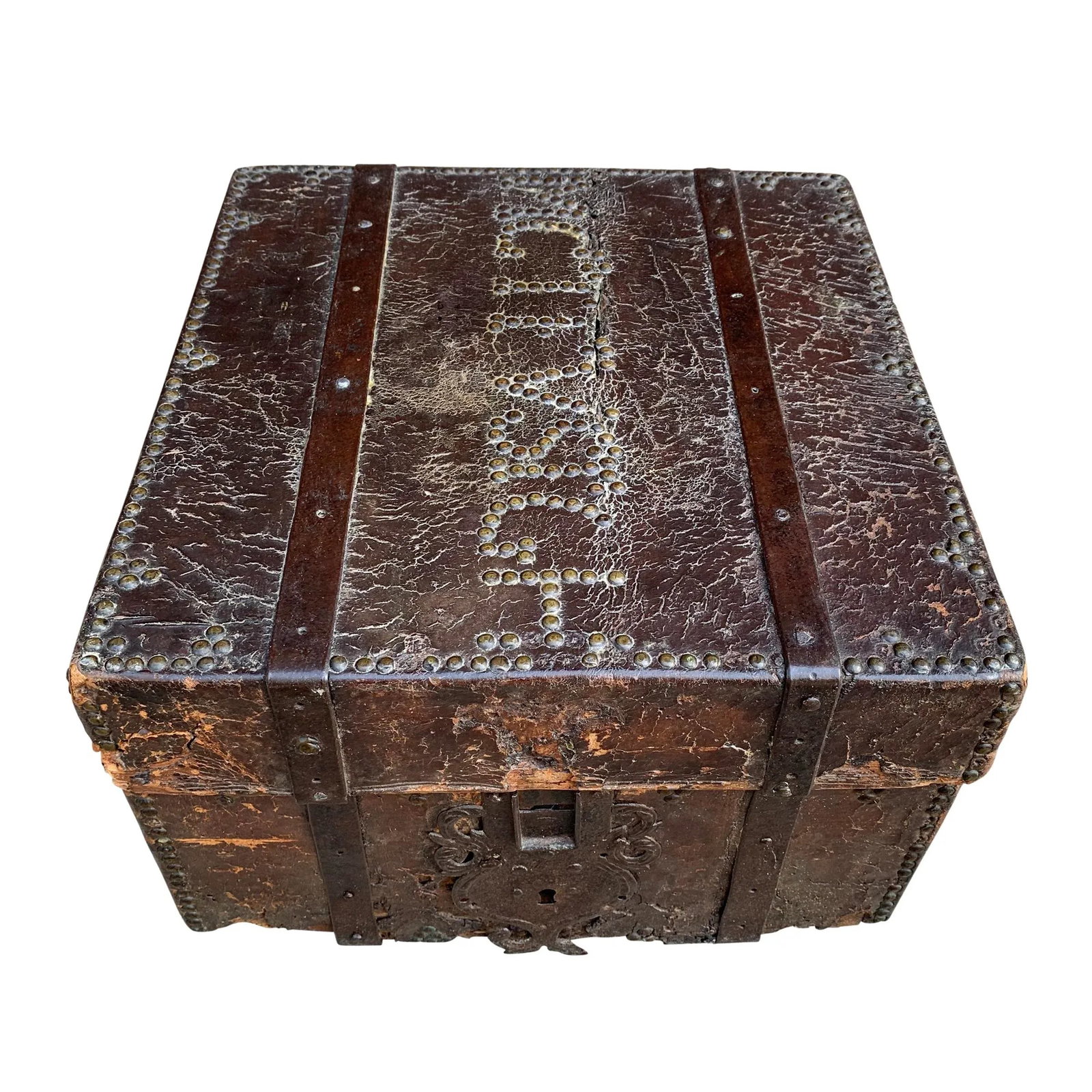 17th Century Italian Leather Lock Box - 2