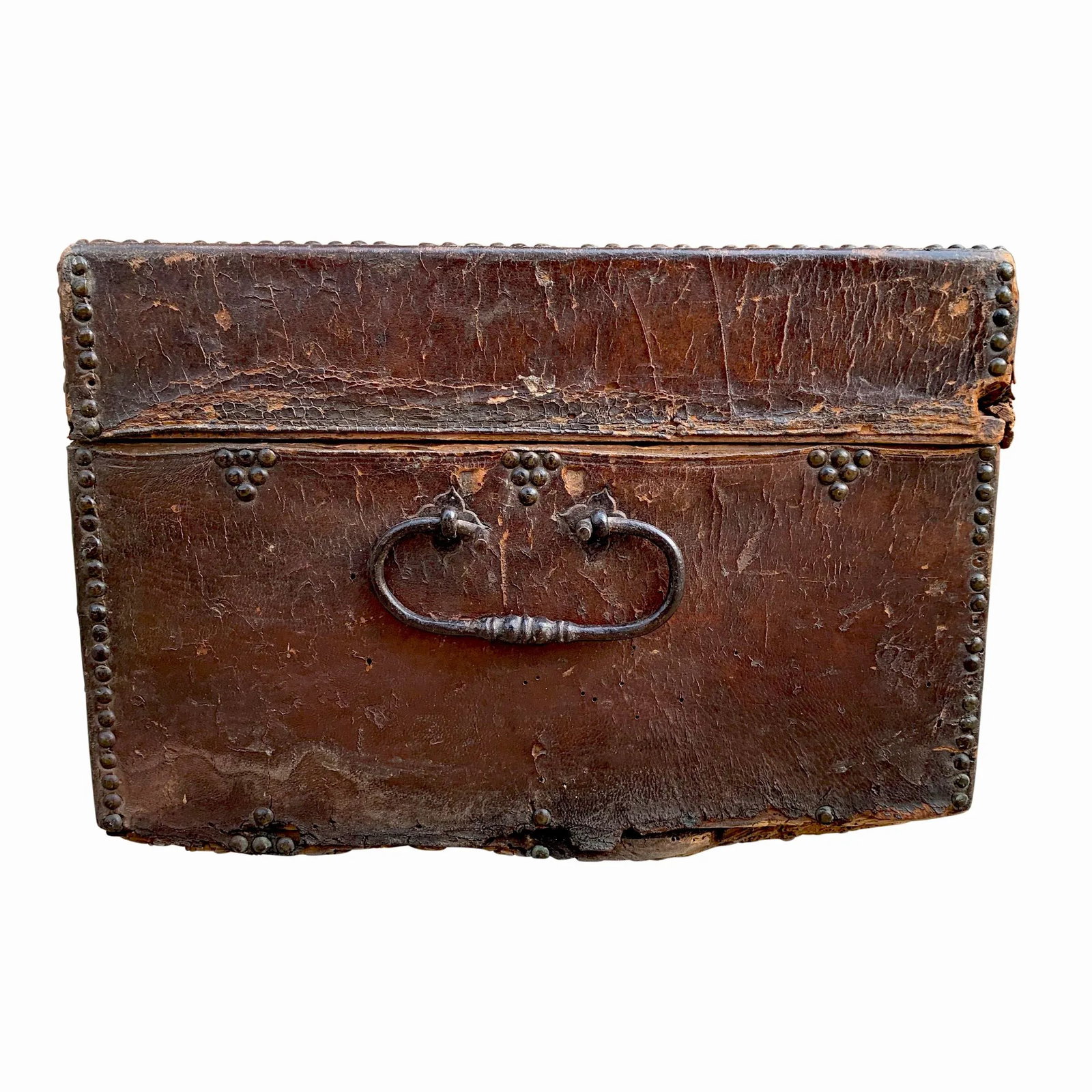 17th Century Italian Leather Lock Box - 4