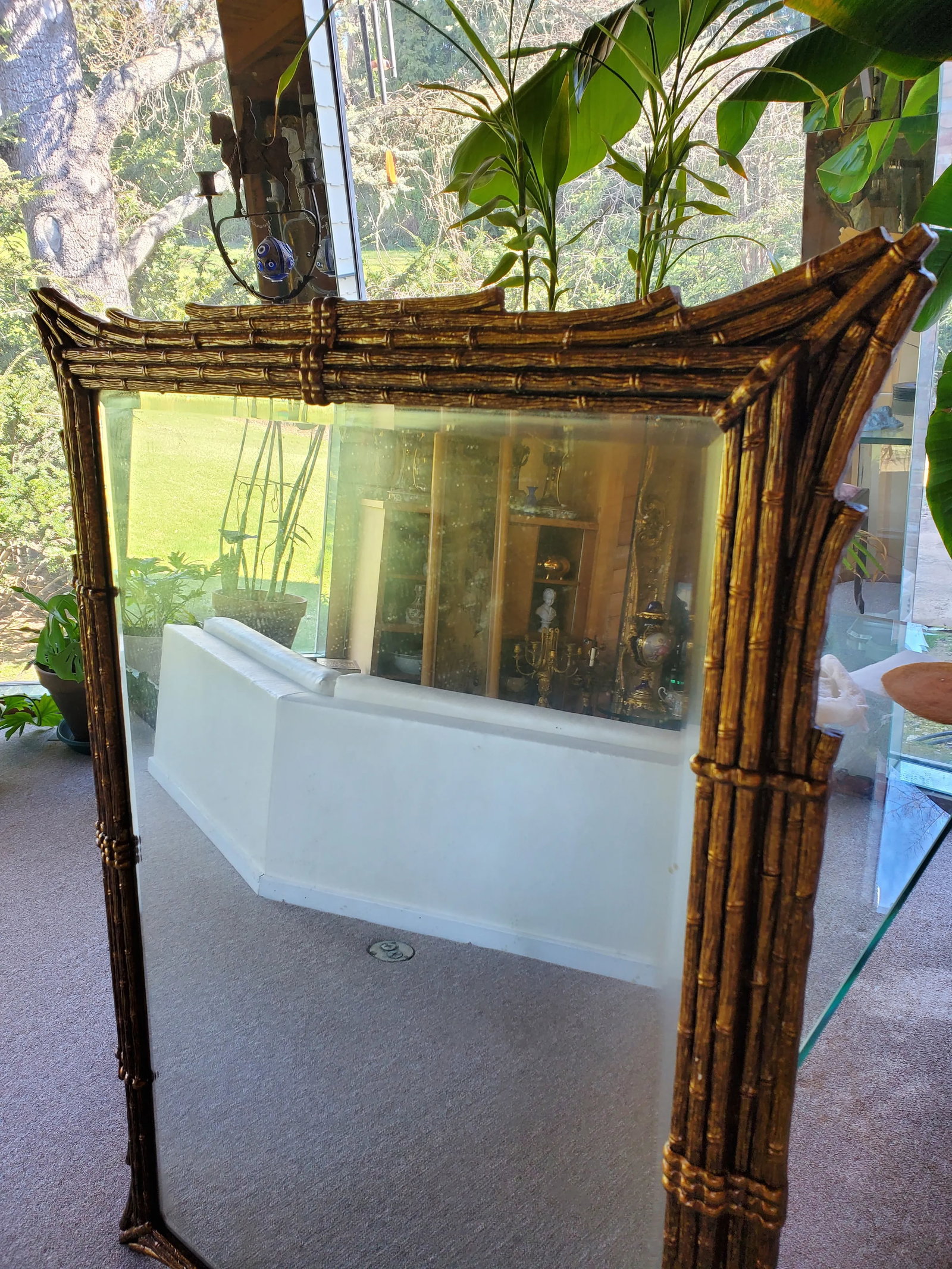 1960s Hollywood Regency Faux Bamboo Mirror - 2