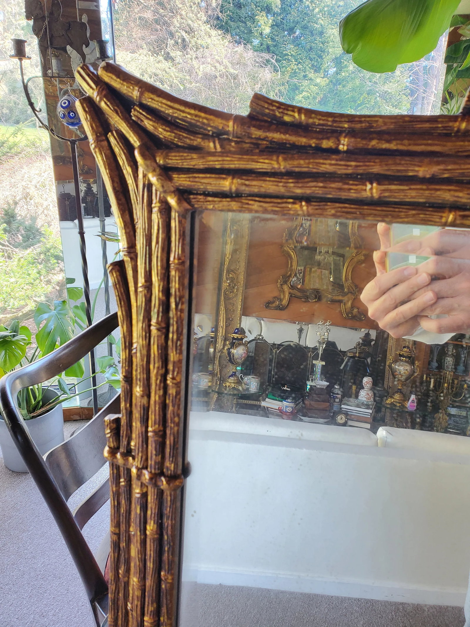 1960s Hollywood Regency Faux Bamboo Mirror - 3