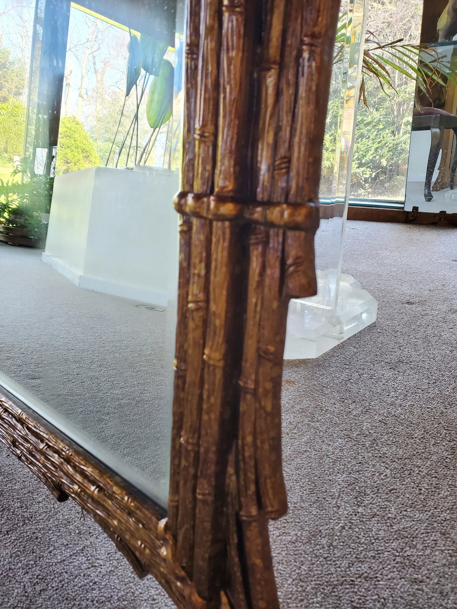 1960s Hollywood Regency Faux Bamboo Mirror - 5