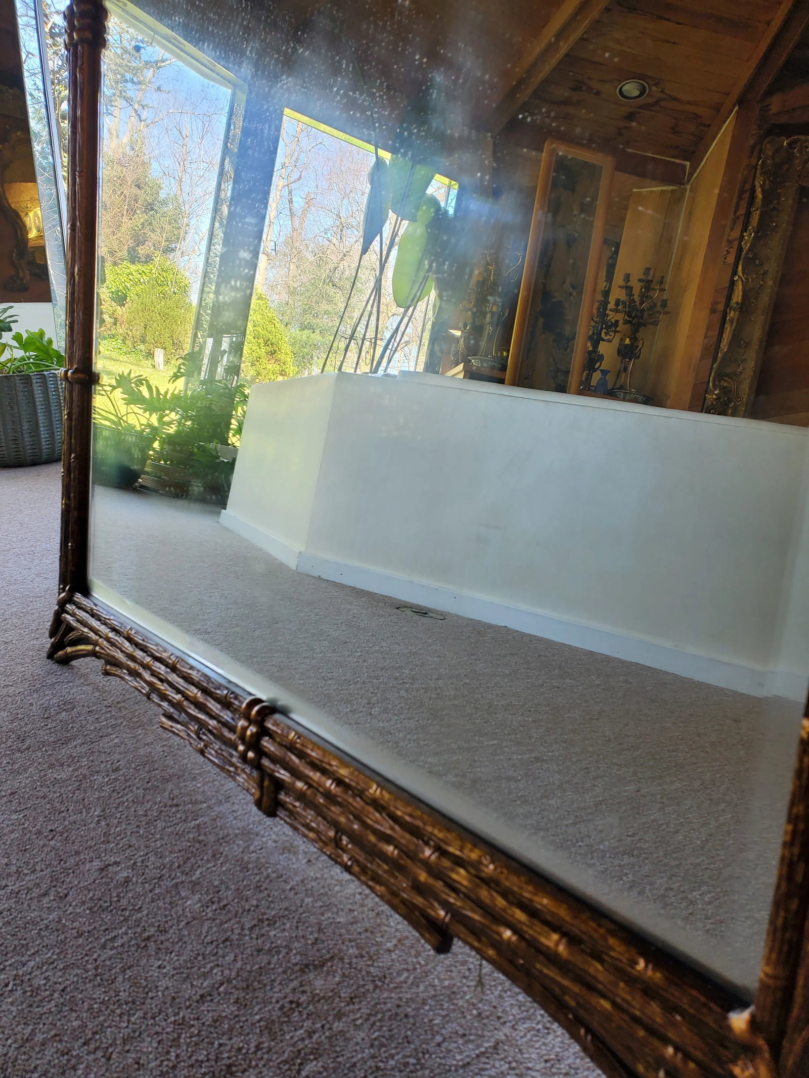 1960s Hollywood Regency Faux Bamboo Mirror - 6