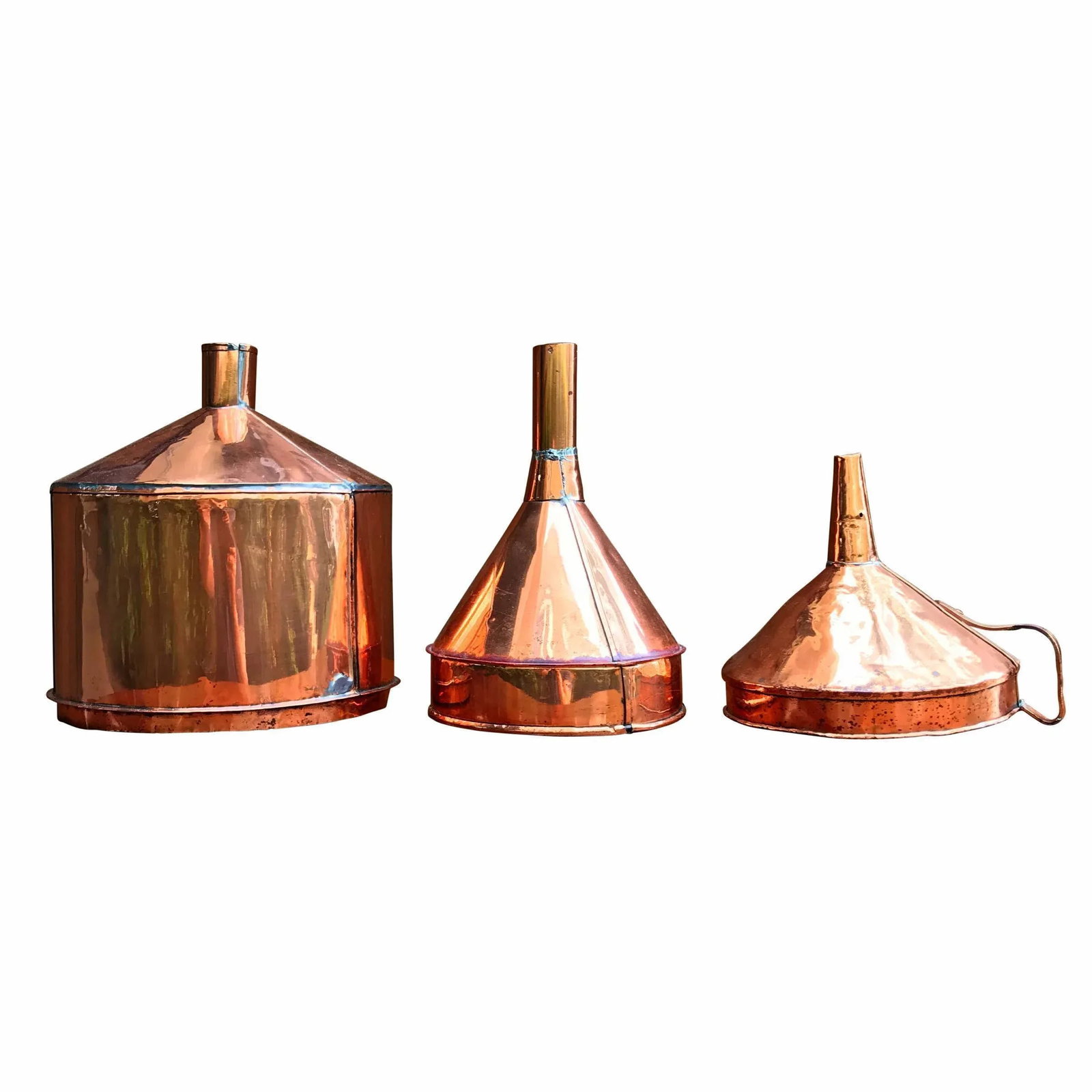 Set of Three Early 20th Century English Copper Funnels - 11
