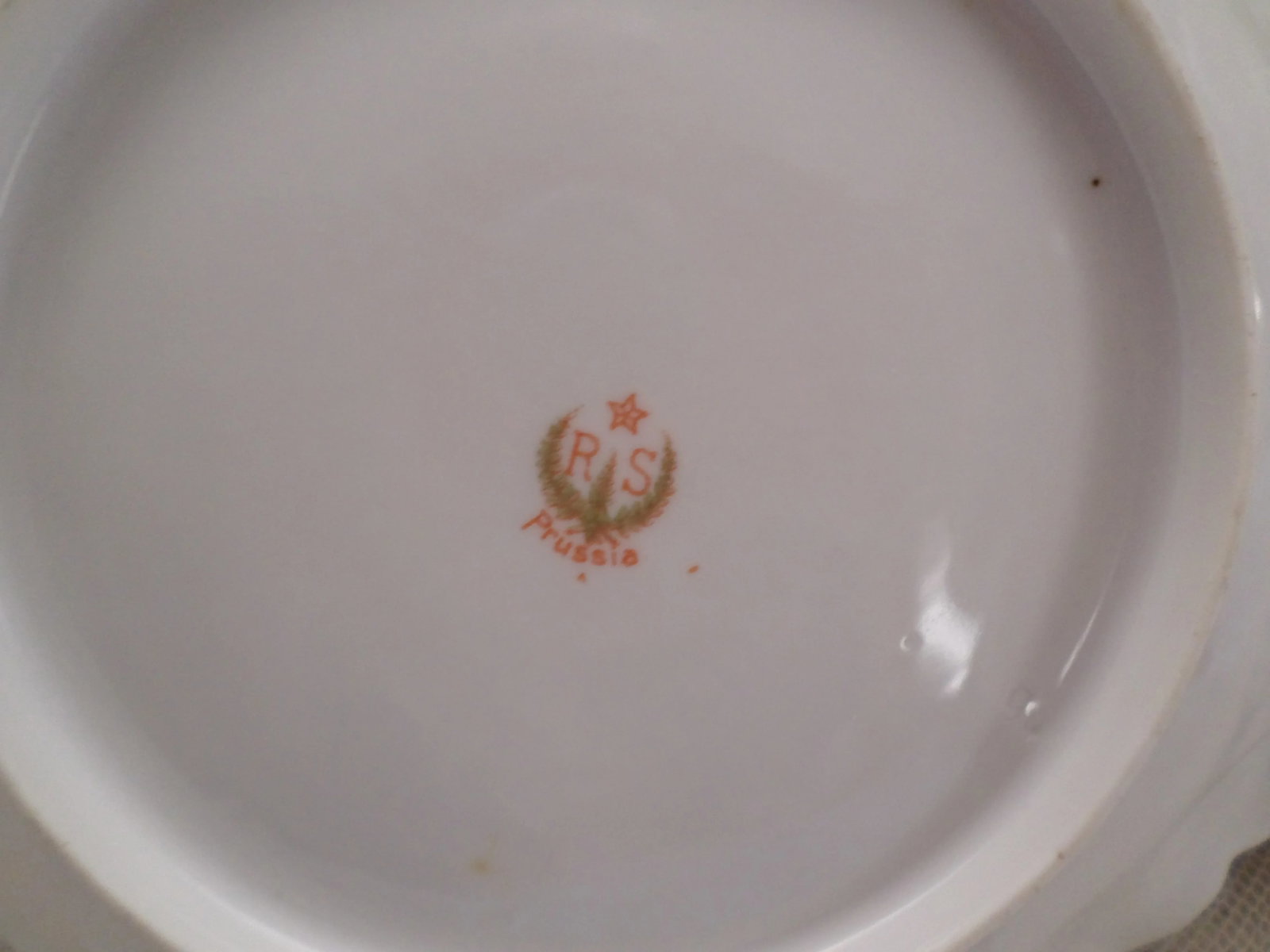 Antique RS Prussia Deep Pink Peonies and Gold Accented Porcelain Cake Set of 7 - 11