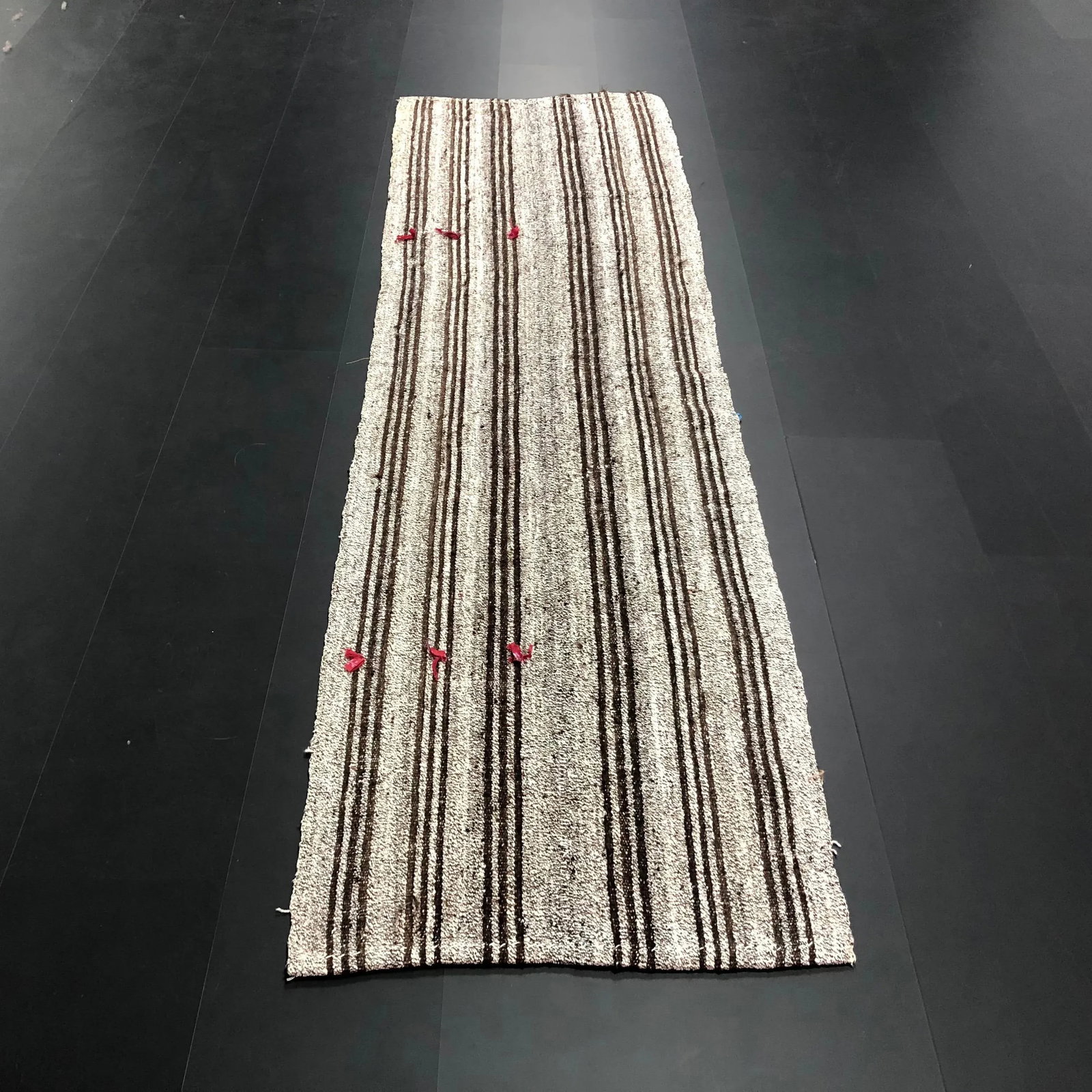 1960 Vintage Primitive Nomadic Turkish Handmade Striped Kilim Rug- 2'6'' * 8'11'' - 11