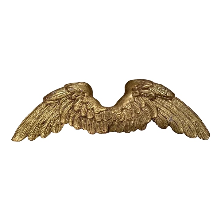18th Century French Gilded Antique Wings: From Hideaway House Antiques originally, appraise for 2k French gilt wings 1840s ( 21" x 6"H) Can be split into two wings if you prefer. The back of the wings still has the famous Hideway House sticke