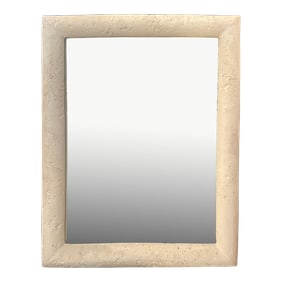 1980s Off White Cast Stone Mirror
