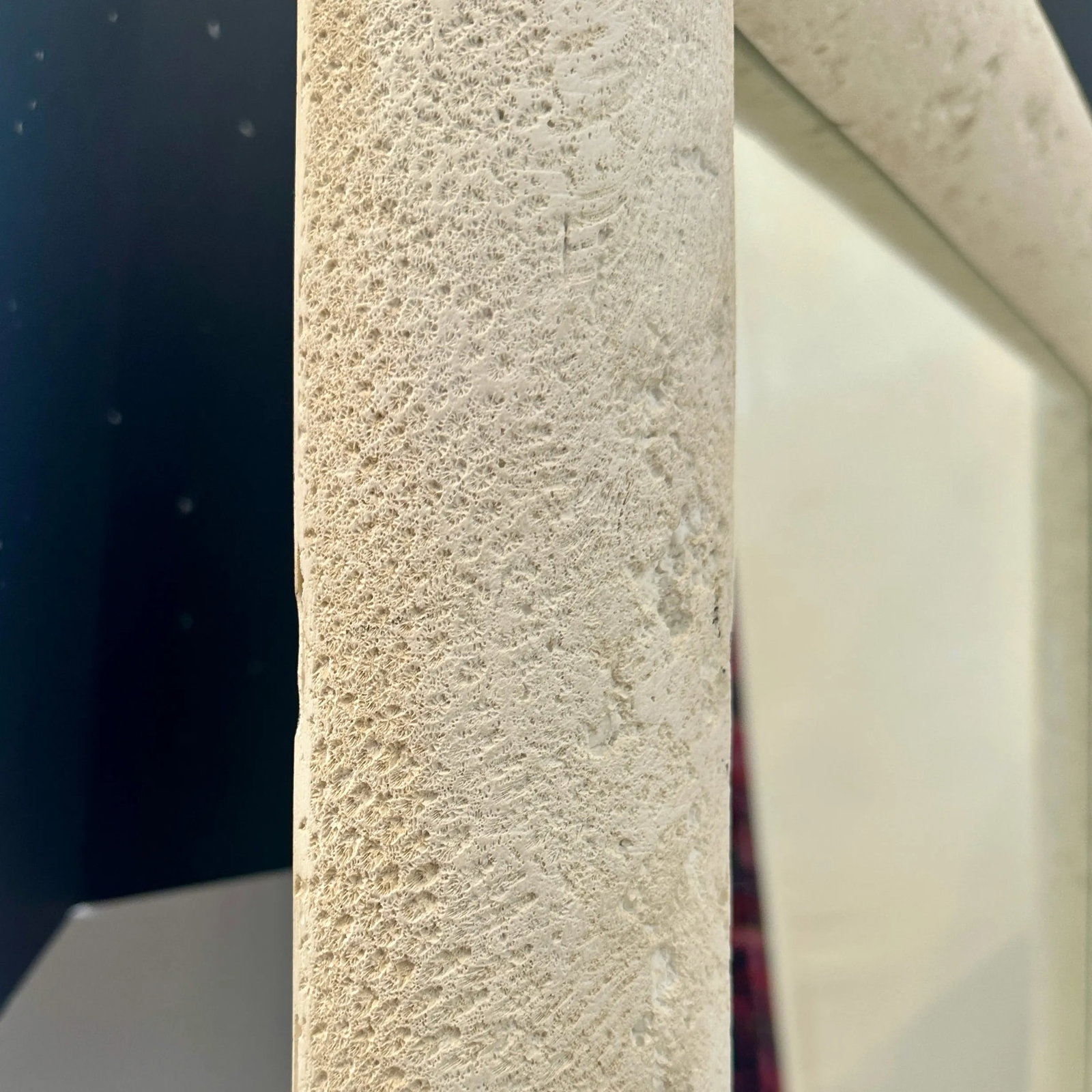 1980s Off White Cast Stone Mirror - 5