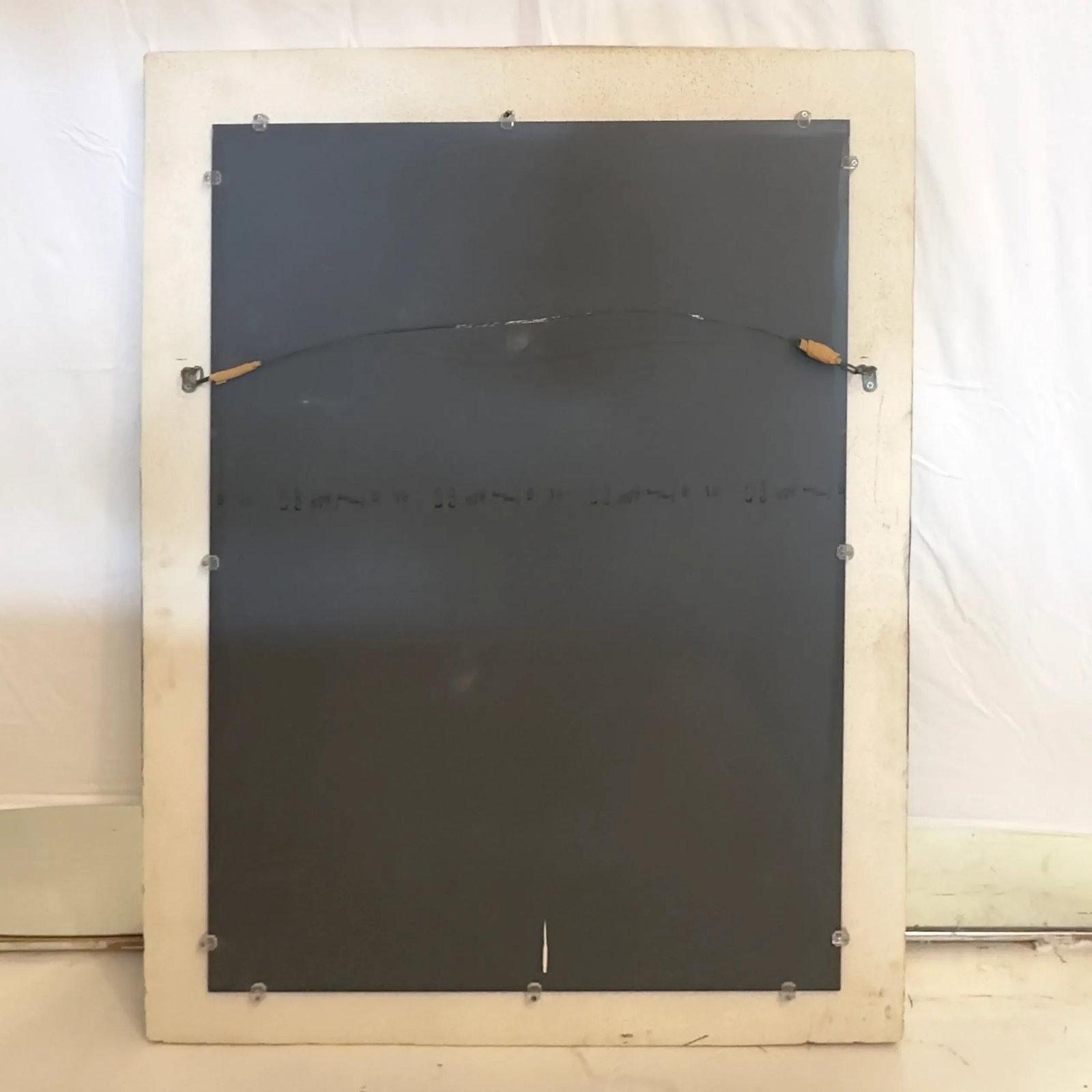 1980s Off White Cast Stone Mirror - 6
