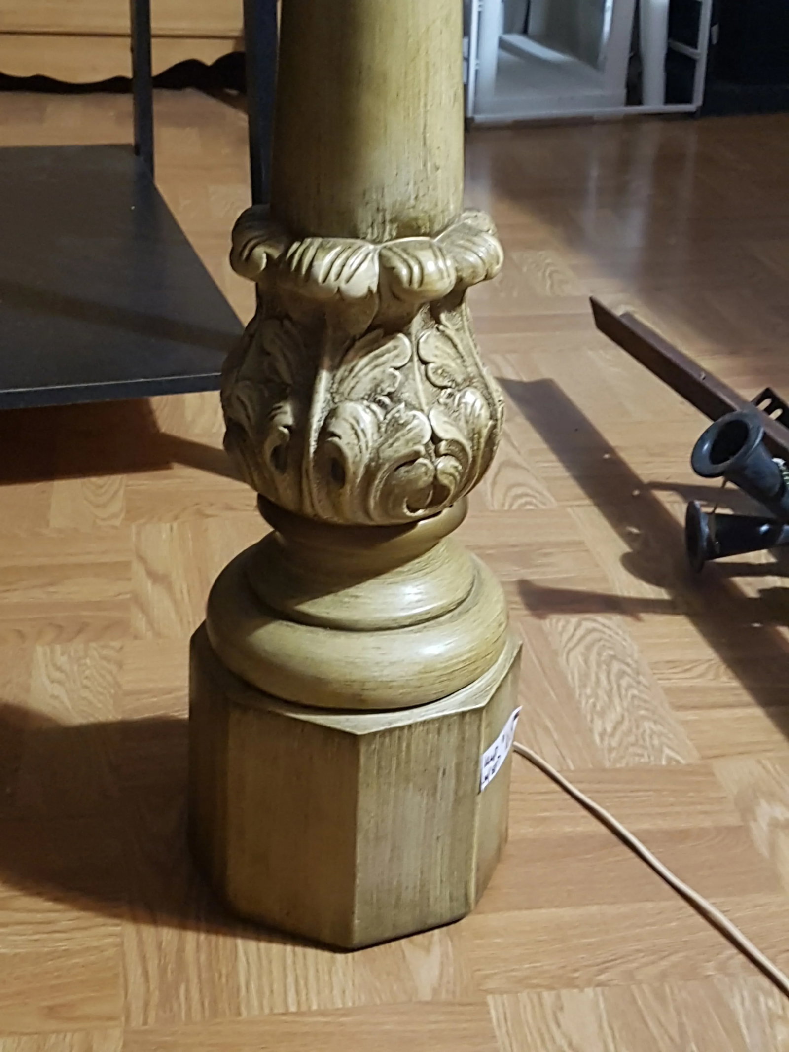 Hand Carved Wooden Lamps Circa 1930 - A Pair - 10