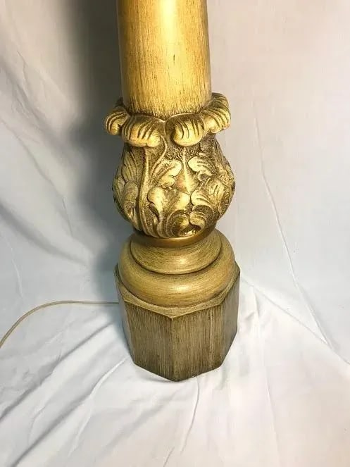 Hand Carved Wooden Lamps Circa 1930 - A Pair - 4
