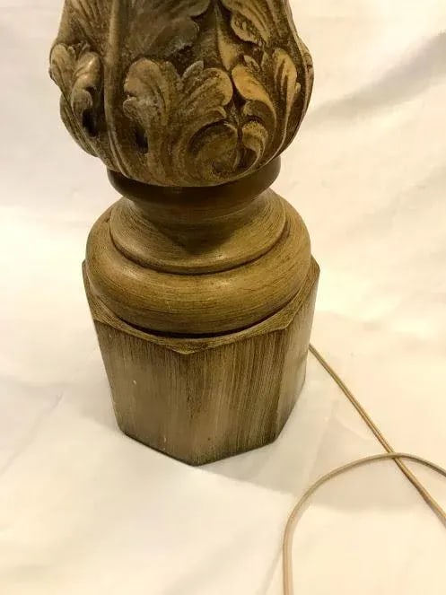 Hand Carved Wooden Lamps Circa 1930 - A Pair - 7