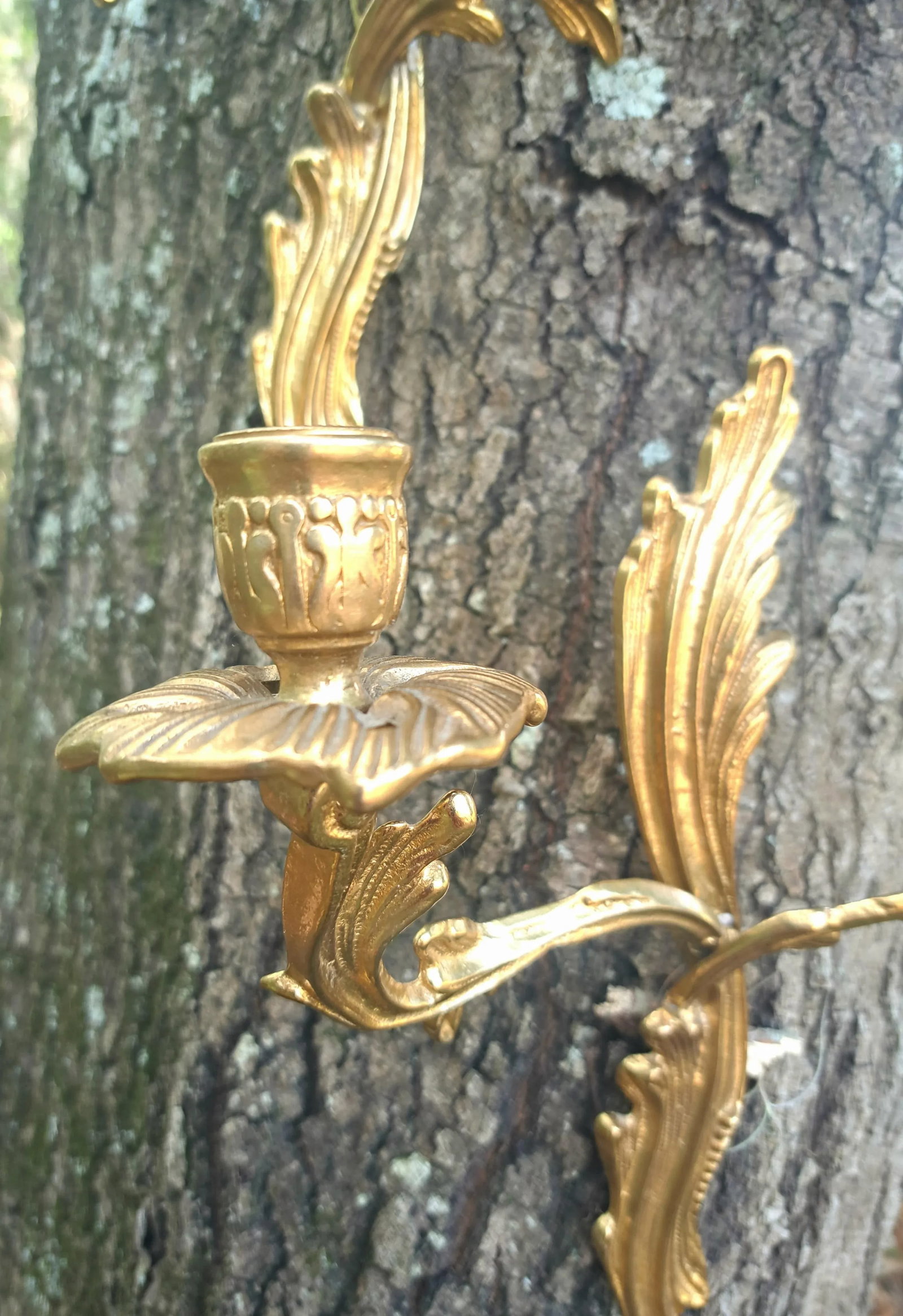1960s Brass French Louis XV Style Wall Sconces - a Pair - 4