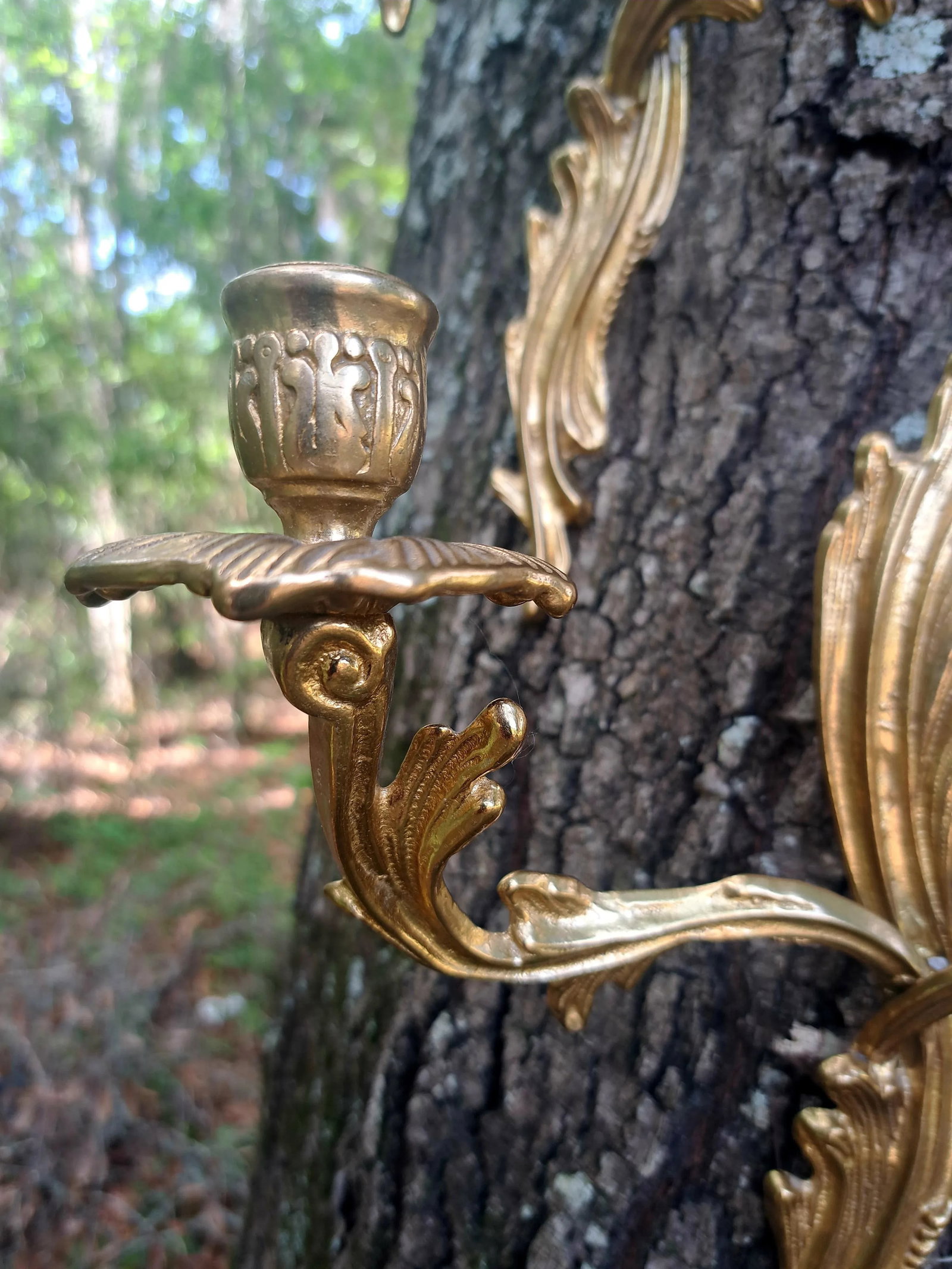 1960s Brass French Louis XV Style Wall Sconces - a Pair - 5