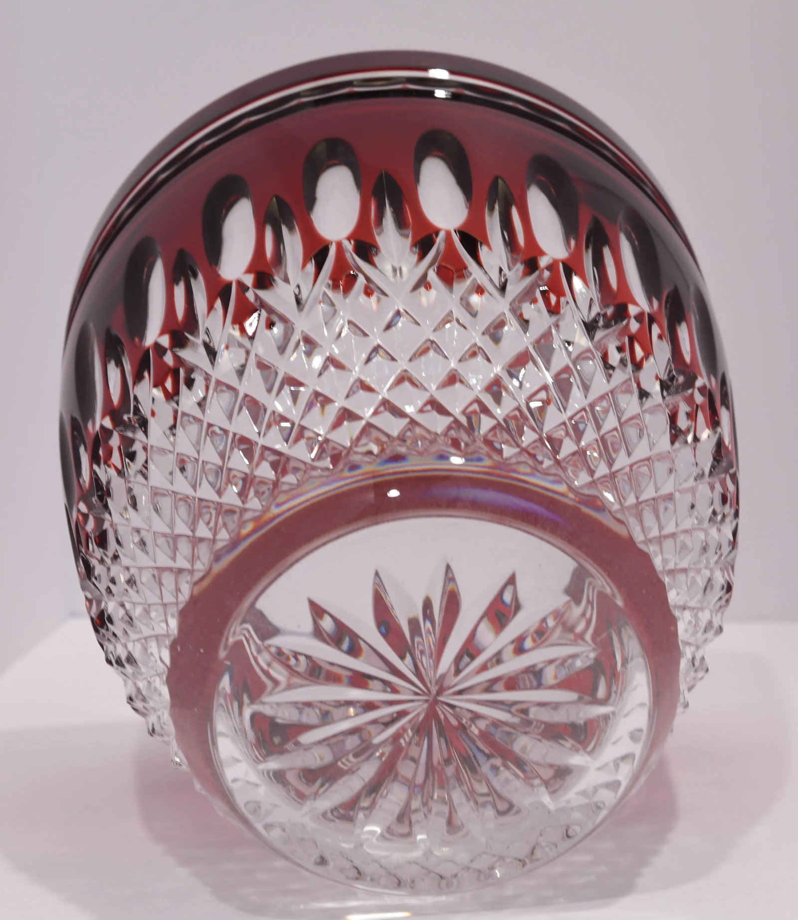 Vintage Waterford Crystal Clarendon Ruby Ice Bucket Red Cut to Clear - 10