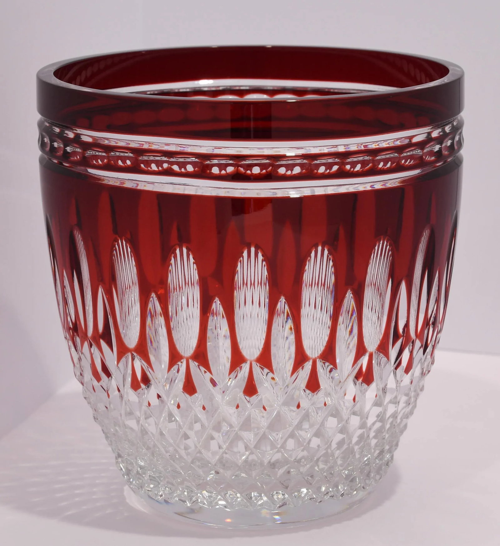 Vintage Waterford Crystal Clarendon Ruby Ice Bucket Red Cut to Clear - 2