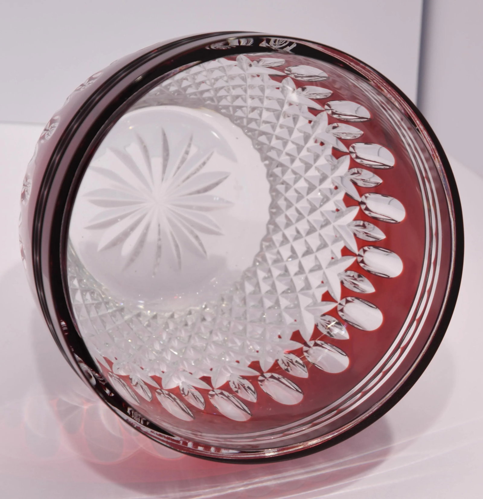Vintage Waterford Crystal Clarendon Ruby Ice Bucket Red Cut to Clear - 3