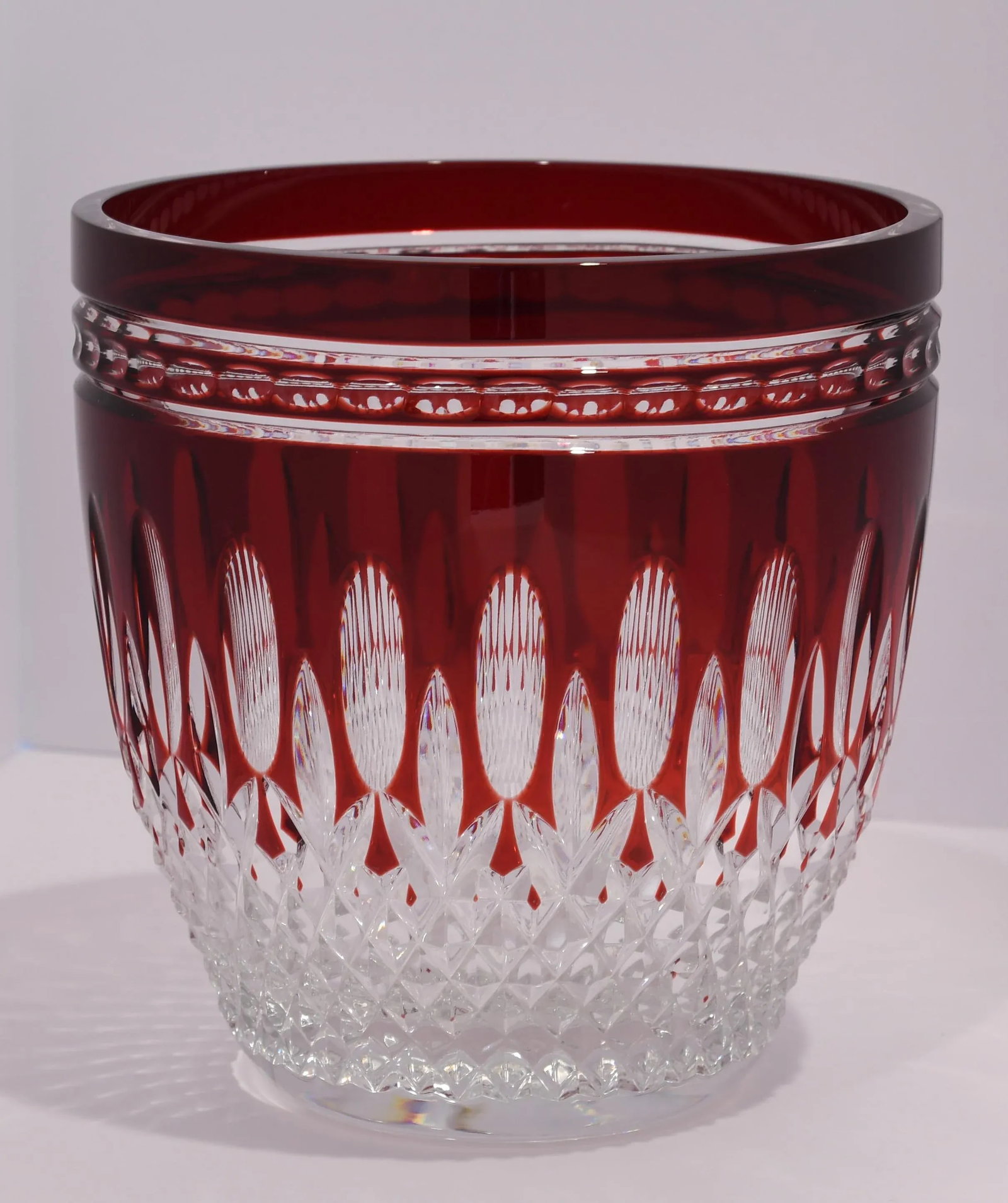 Vintage Waterford Crystal Clarendon Ruby Ice Bucket Red Cut to Clear - 4