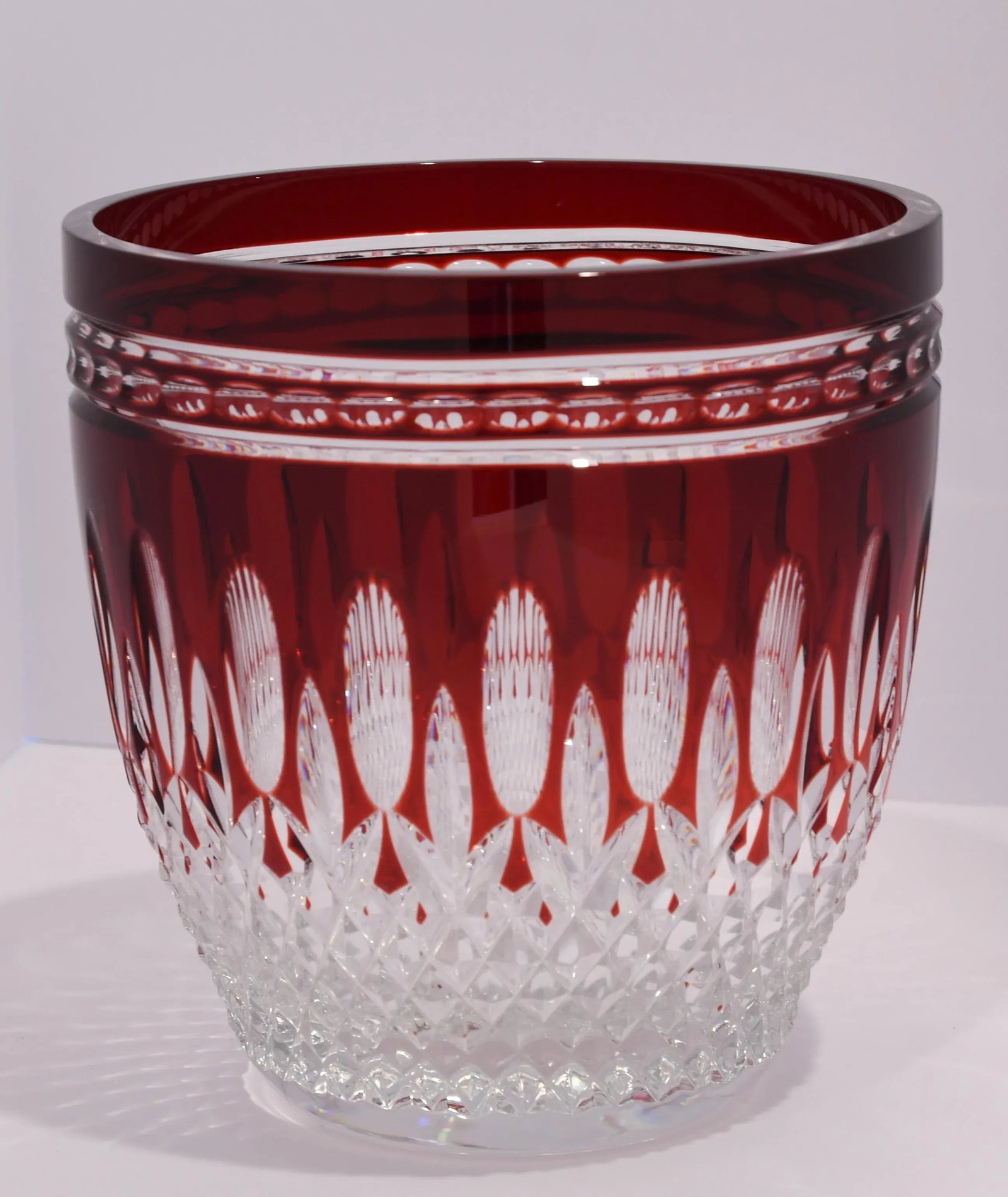 Vintage Waterford Crystal Clarendon Ruby Ice Bucket Red Cut to Clear - 5