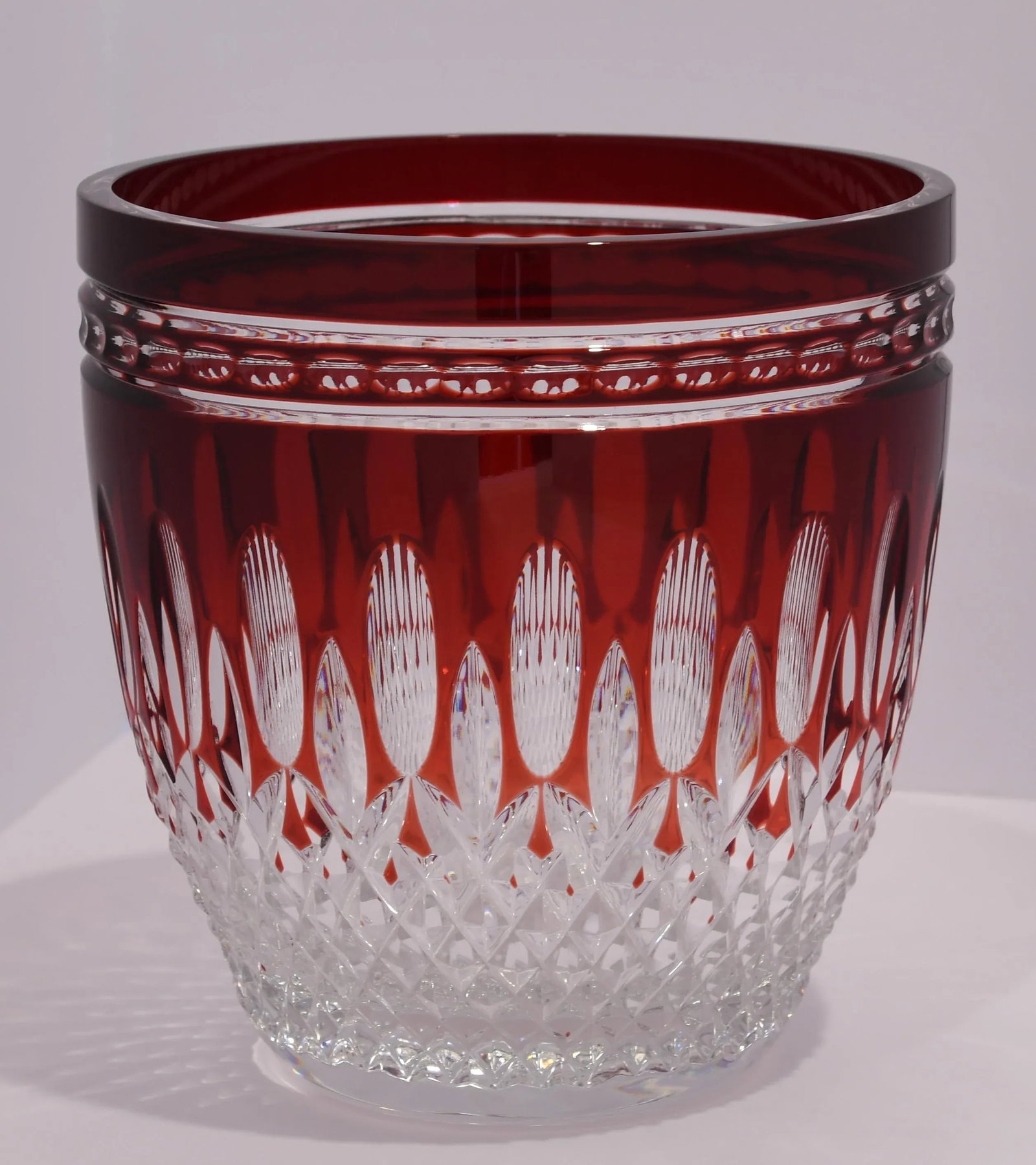Vintage Waterford Crystal Clarendon Ruby Ice Bucket Red Cut to Clear - 6