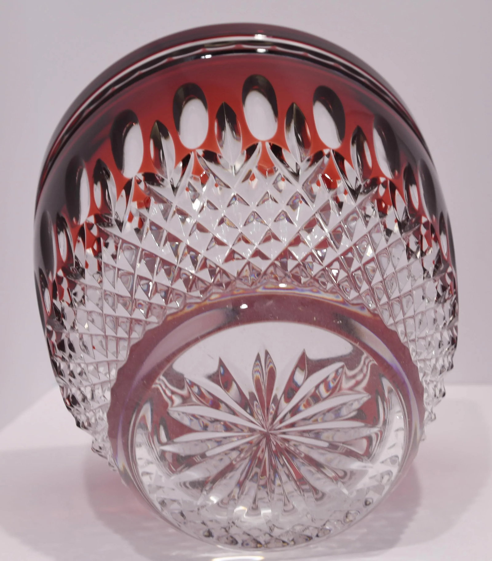 Vintage Waterford Crystal Clarendon Ruby Ice Bucket Red Cut to Clear - 8