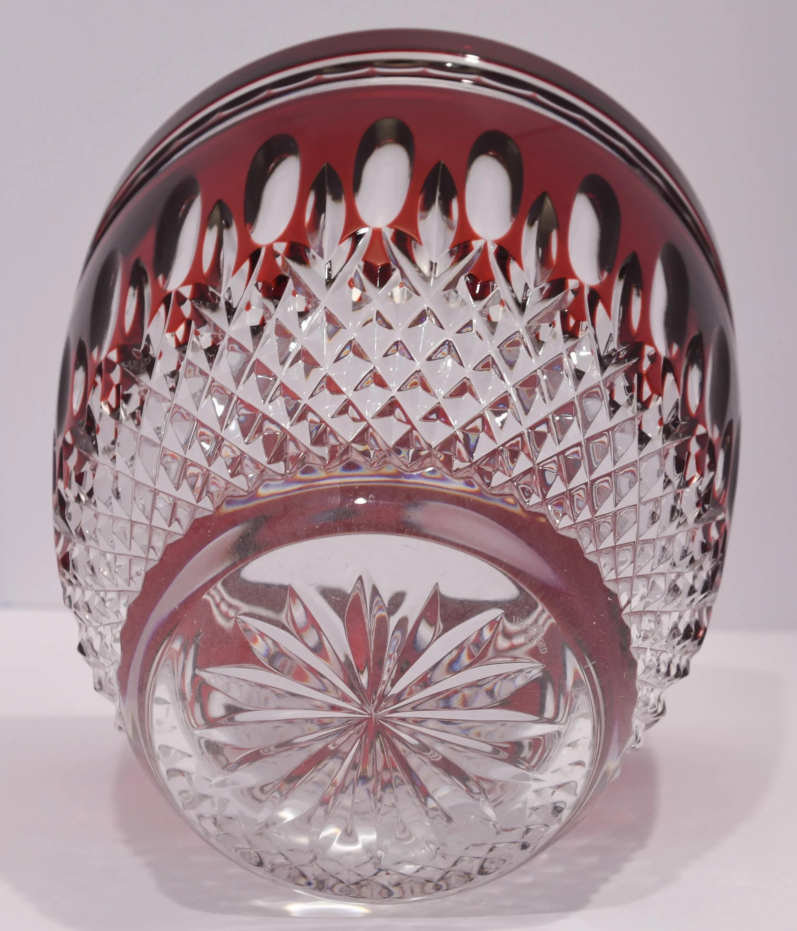 Vintage Waterford Crystal Clarendon Ruby Ice Bucket Red Cut to Clear - 9