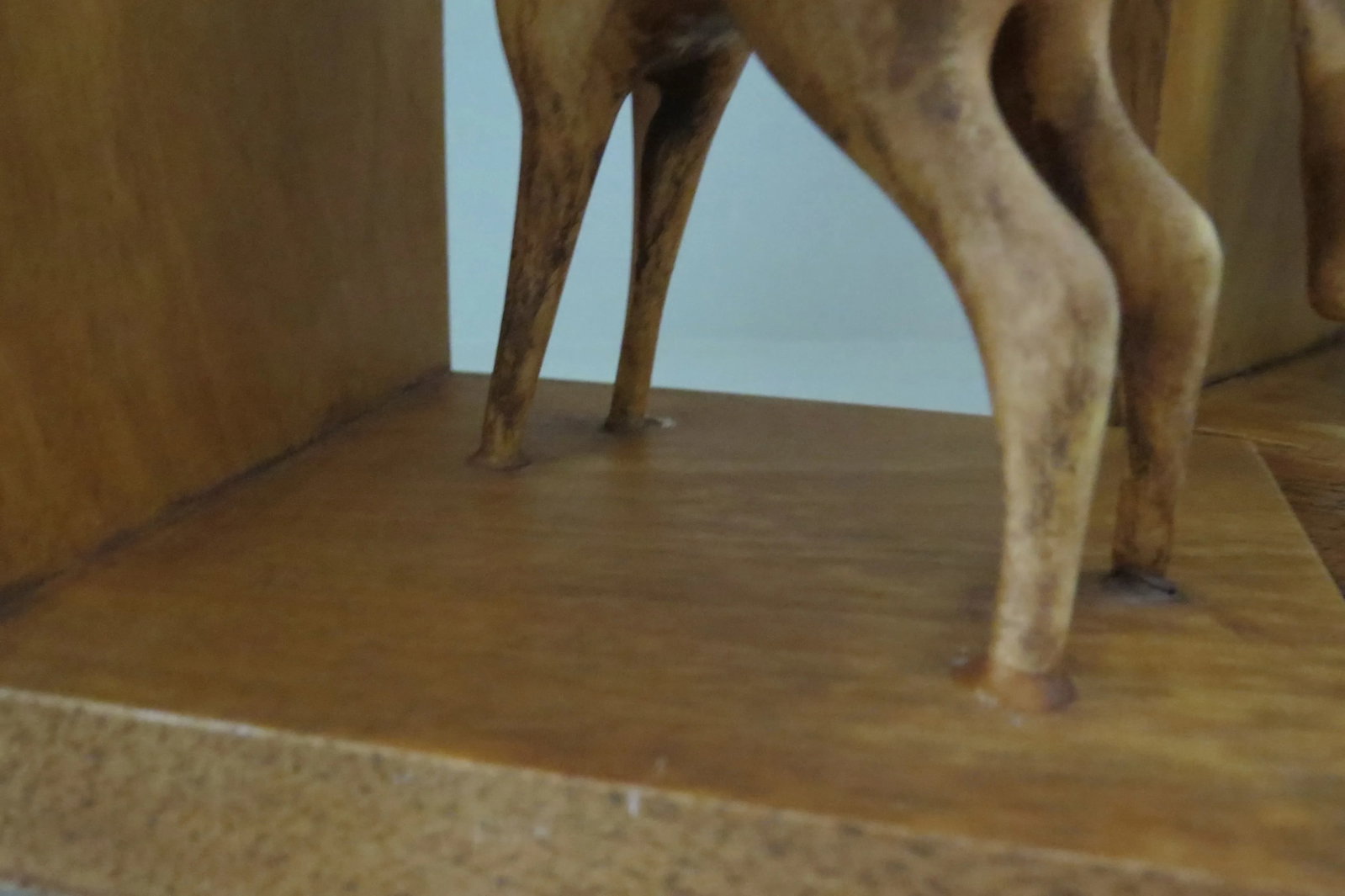 Vintage Mid-Century Modern Wood Deer Bookends, Oberlander Handarbeit Hand Carved in Switzerland - a - 11