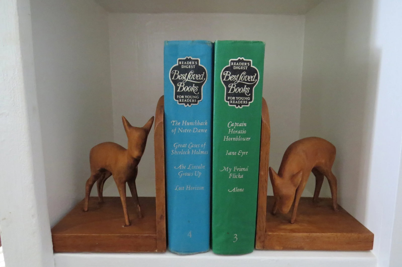 Vintage Mid-Century Modern Wood Deer Bookends, Oberlander Handarbeit Hand Carved in Switzerland - a - 2