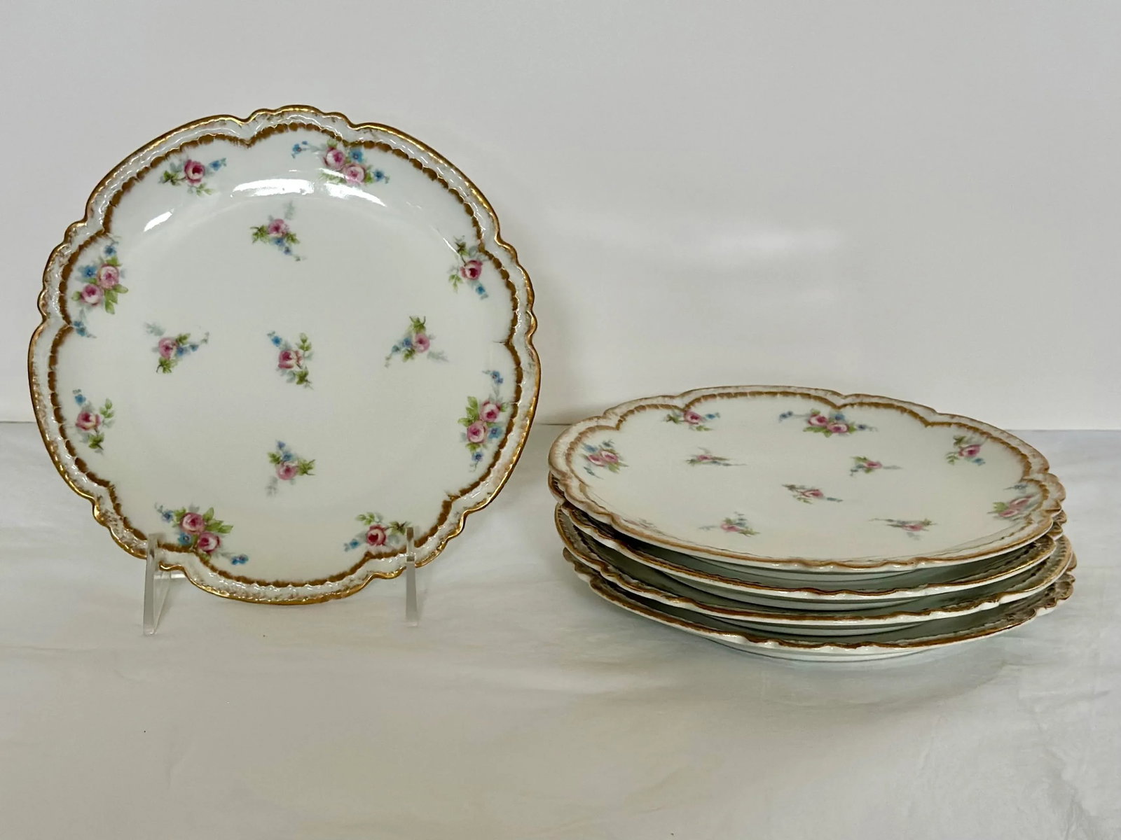 Early 20th Century Limoges Haviland Floral Dessert Plate Set- 5 Pieces - 2