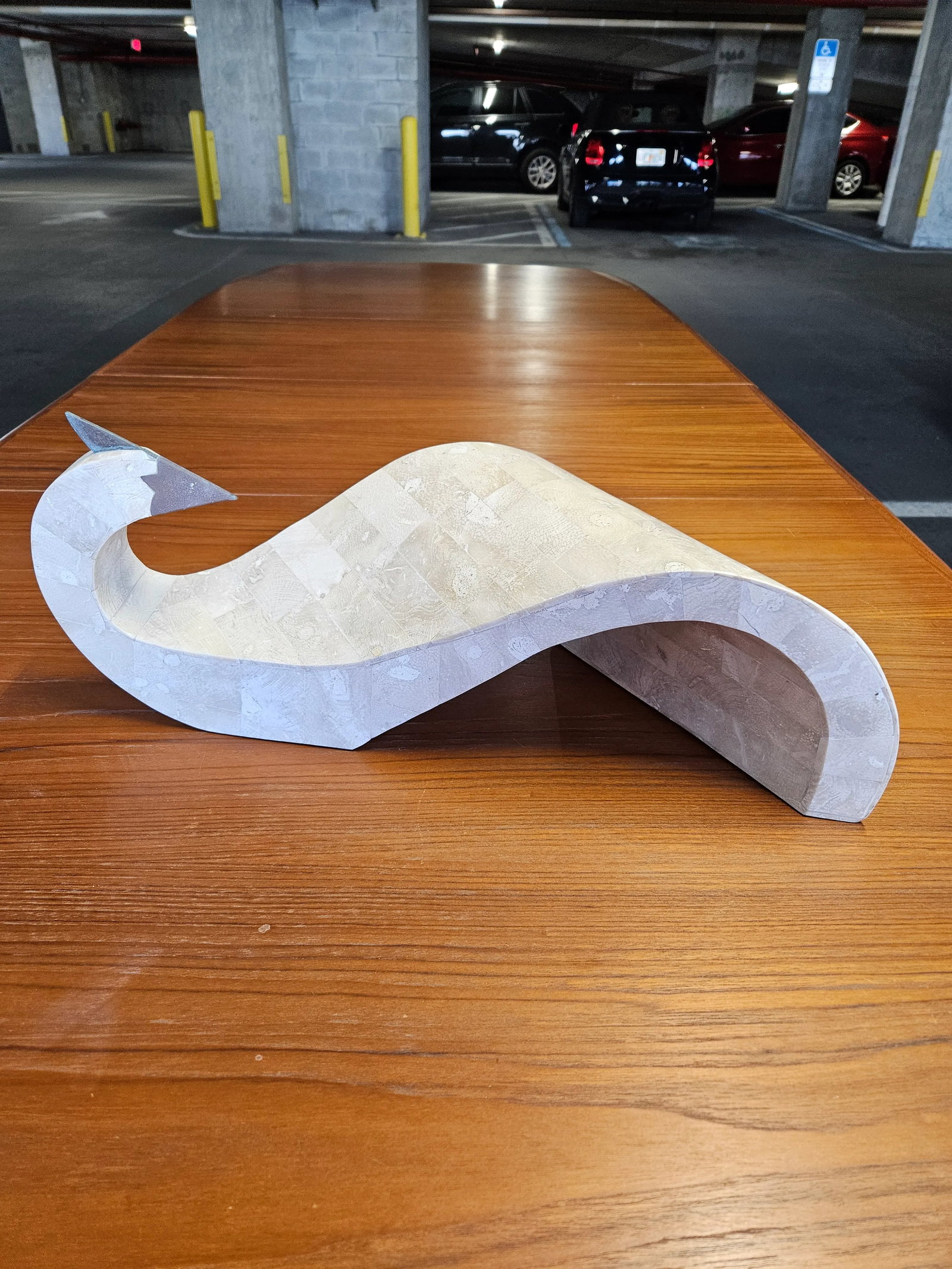1980s Maitland Smith Modernist Tessellated Stone Swan - 2
