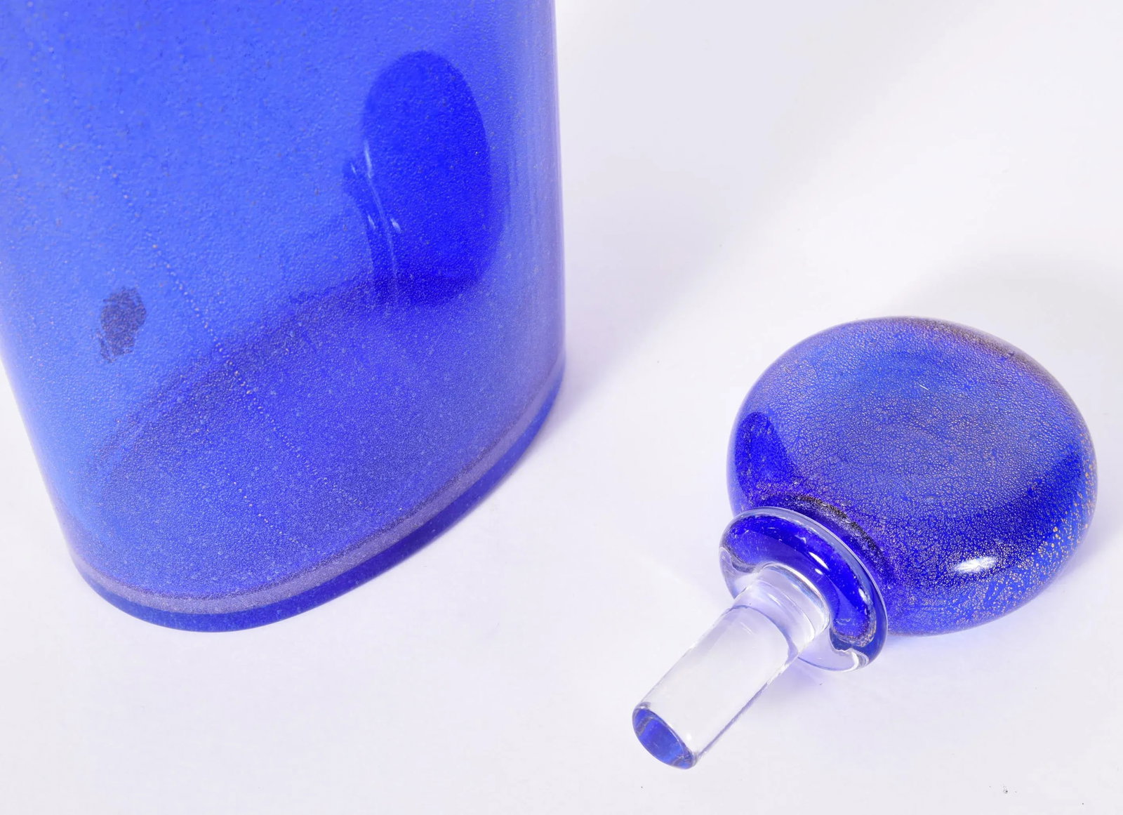 Vintage Cobalt Blue Murano Glass With Gold Flecks Decanter - 5