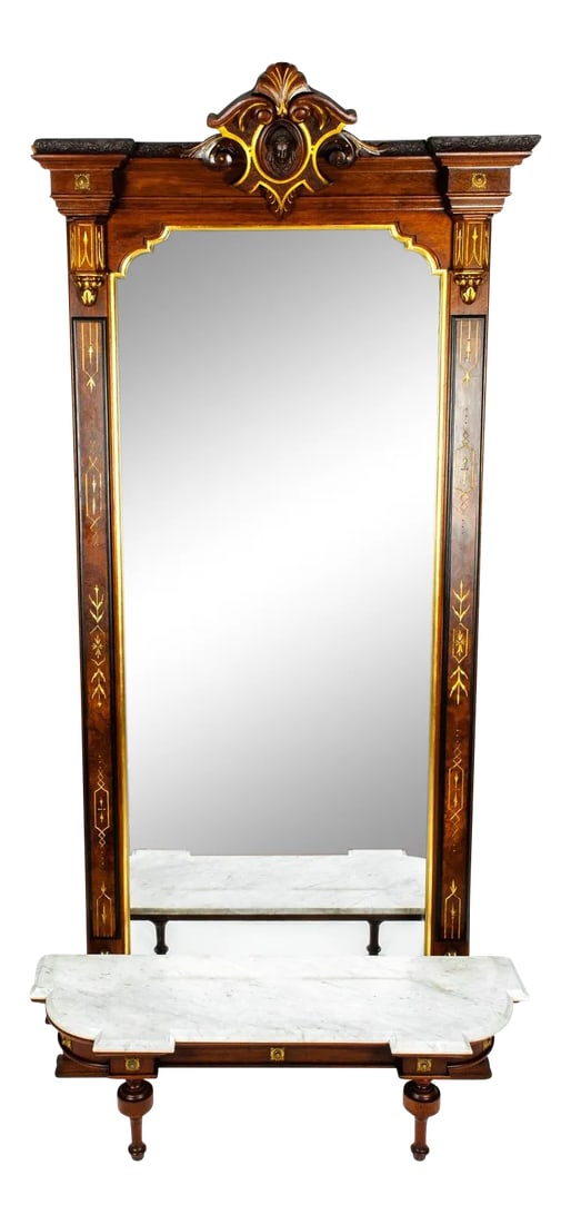 Antique Victorian Walnut Pier Mirror (1 of 13)