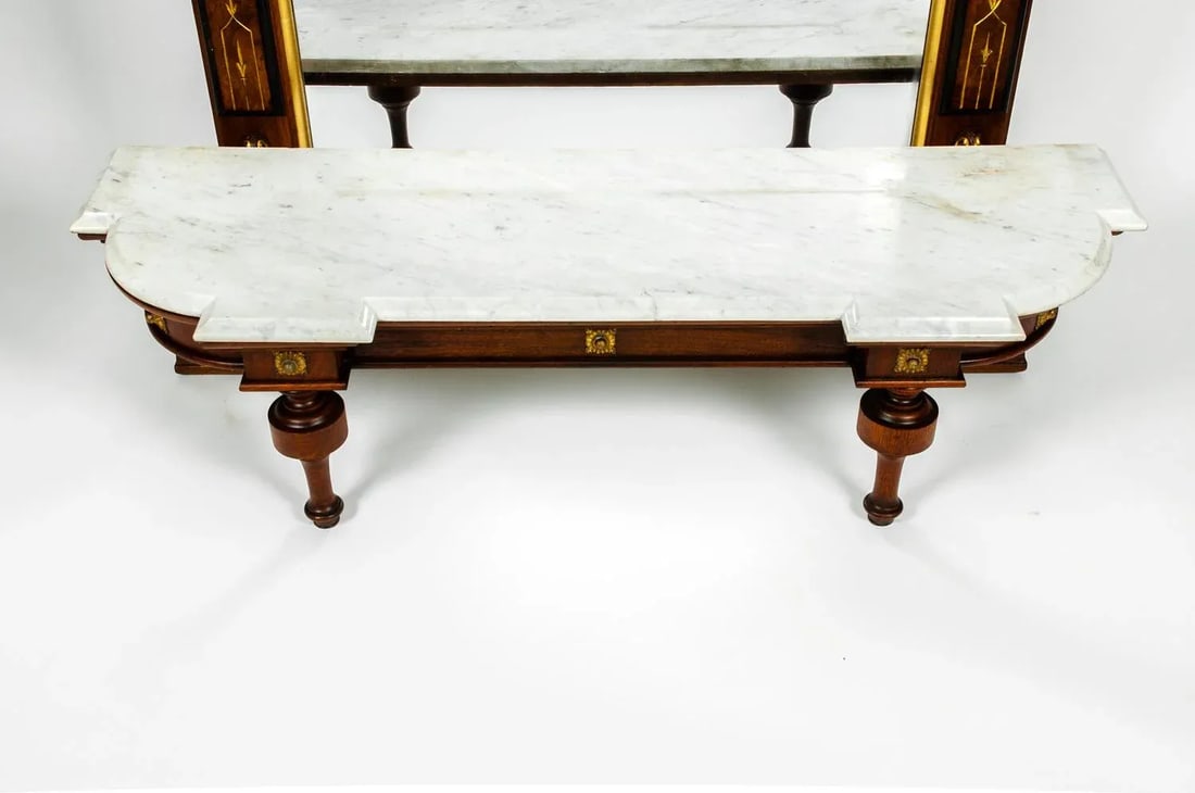 Antique Victorian Walnut Pier Mirror - 8